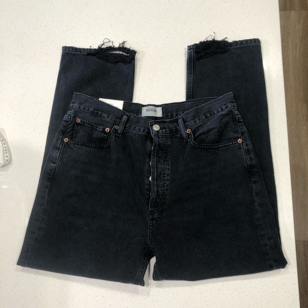 Agolde Riley Ripped Crop Straight Leg Jeans NWT - Picture 2 of 7